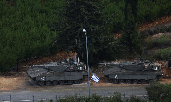 Israeli tanks are seen near Israel’s border with Lebanon, as tension mounts between the two countries, in northern Israel, October 10, 2023. — Reuters