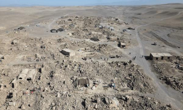  A drone view of destroyed houses after the recent earthquake in Chahak village in the Enjil district of Herat province, Afghanistan on Oct 11, 2023. — Reuters 